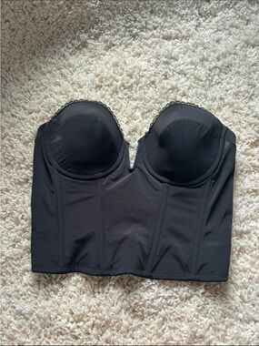 Dominique Black Strapless Longline Bustier Corset Bra